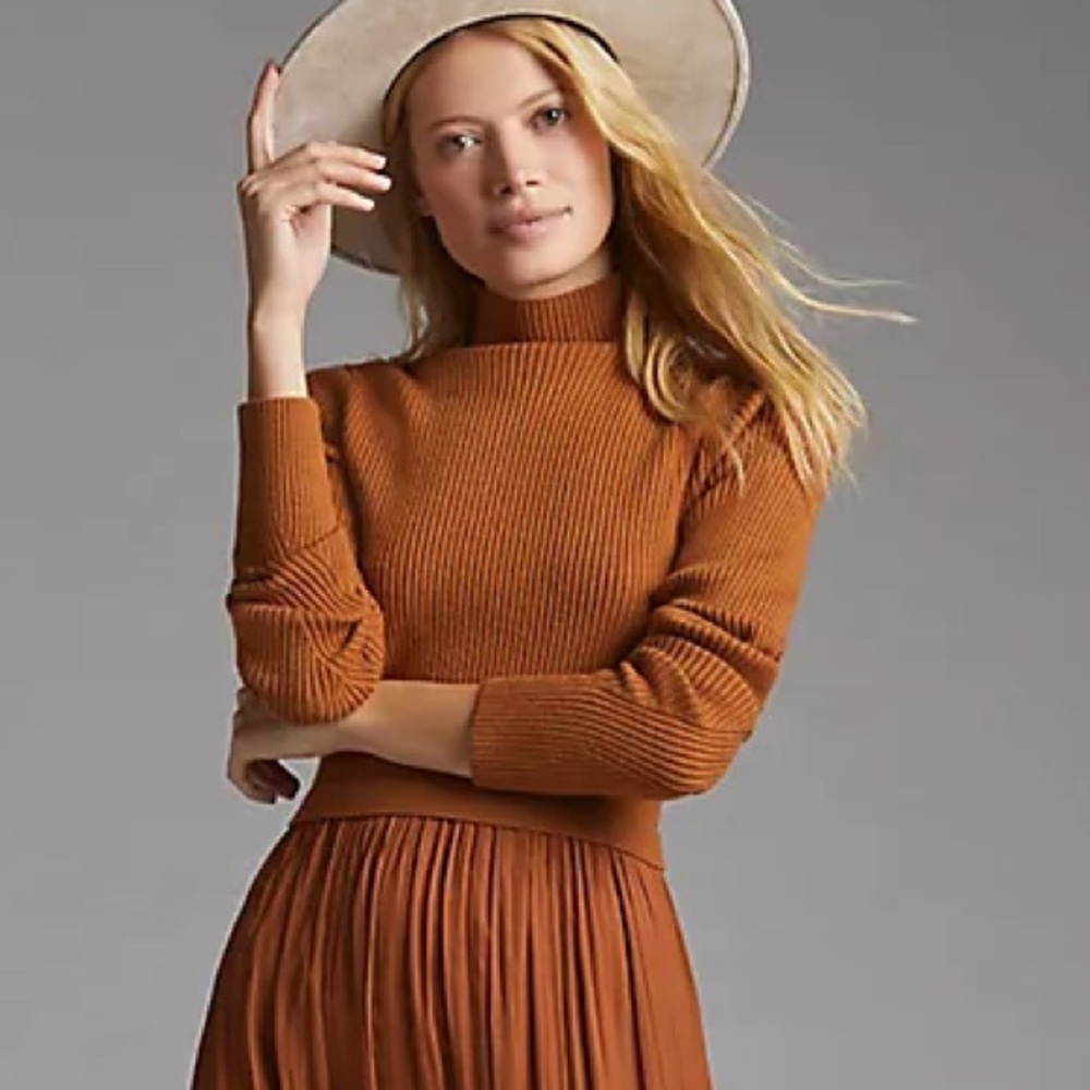 Layered Mock Neck Sweater Maxi Dress- Anthropologie